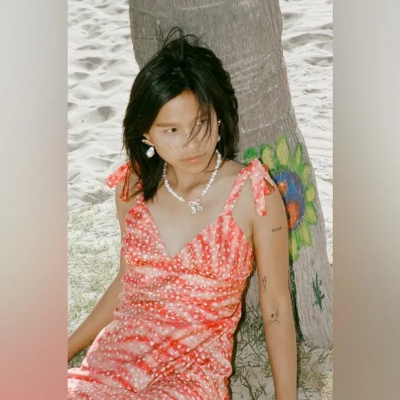 Monika the Label Alana Mini Slip Dress in Red Micro Floral - Picture 8 of 9